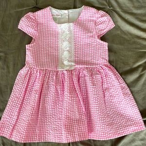 Pink gingham and lace toddler top size 3T
